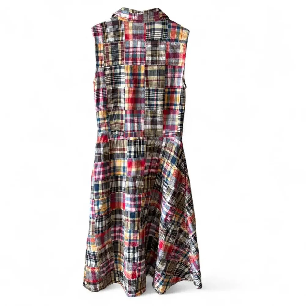 Kiel James Patrick Madras Patchwork Shirt Dress Summer Soirée Size 0 - Picture 6 of 7